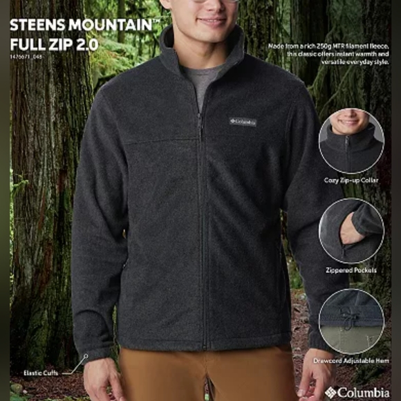 COLUMBIA, Steens Mountain, Full-Zip Fleece Jacket. Charcoal. Size XXL. - Picture 9 of 9